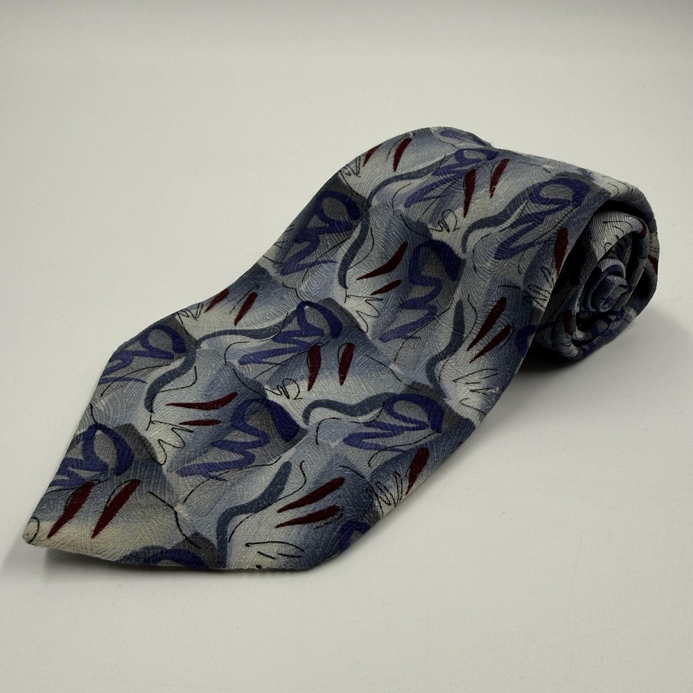 Vintage J. Garcia Tie Mens One Size Blue Mountain Silk Abstract Art 1996 Korea